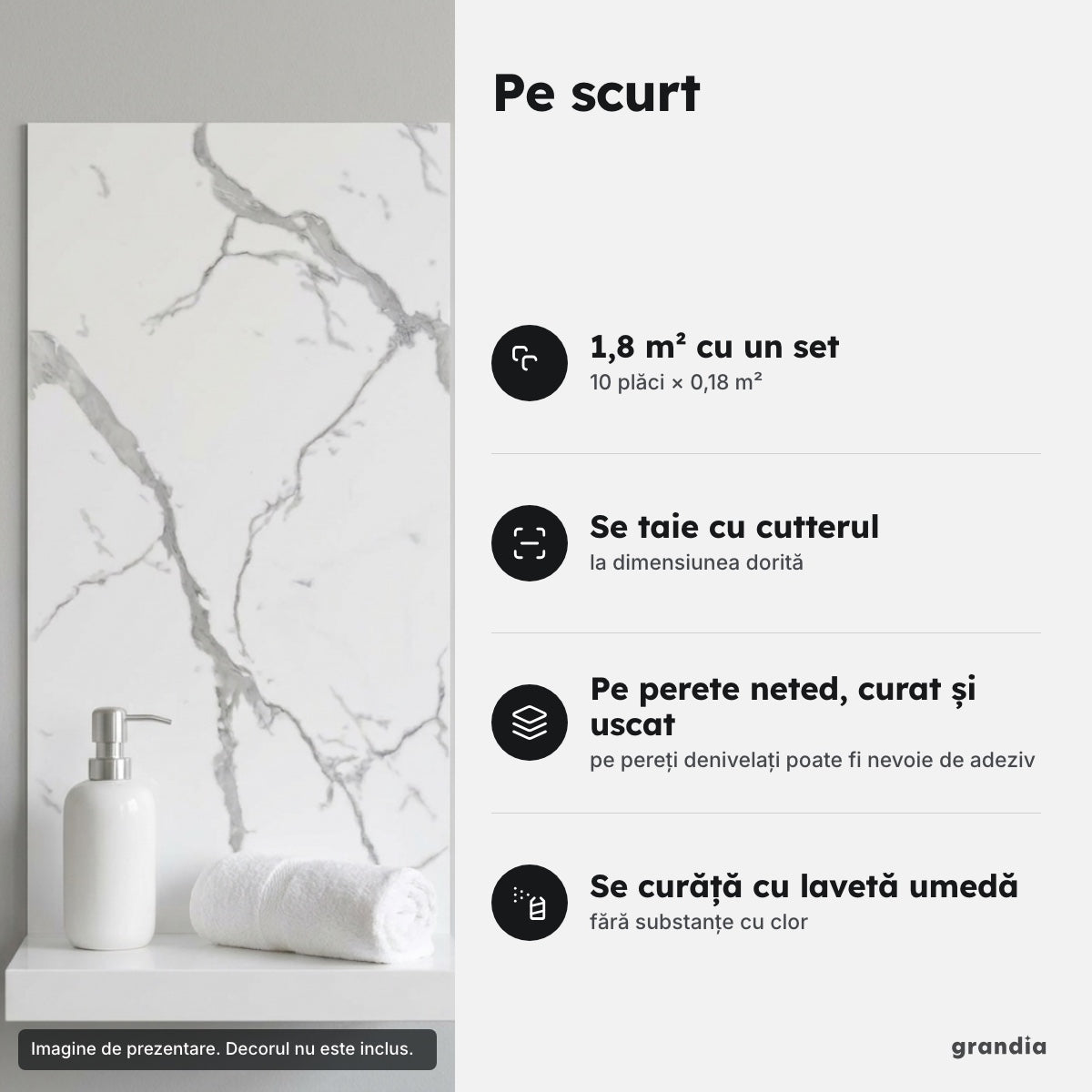 Set 10 plăci marmură 30×60, 2 mm – Pe scurt