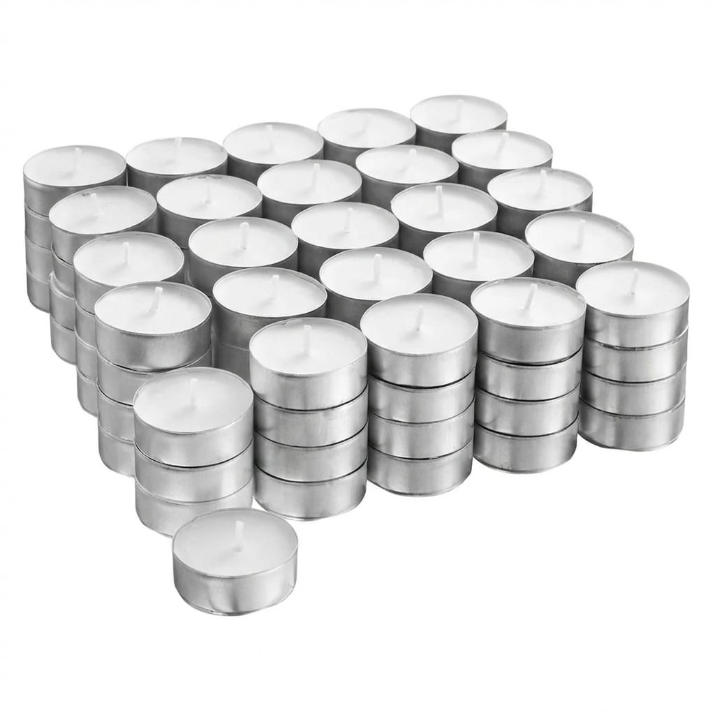 Set 100 lumanari tip pastila din ceara, inodore, timp de ardere 3 ore, 3,6 x 0,8 cm, alb 3