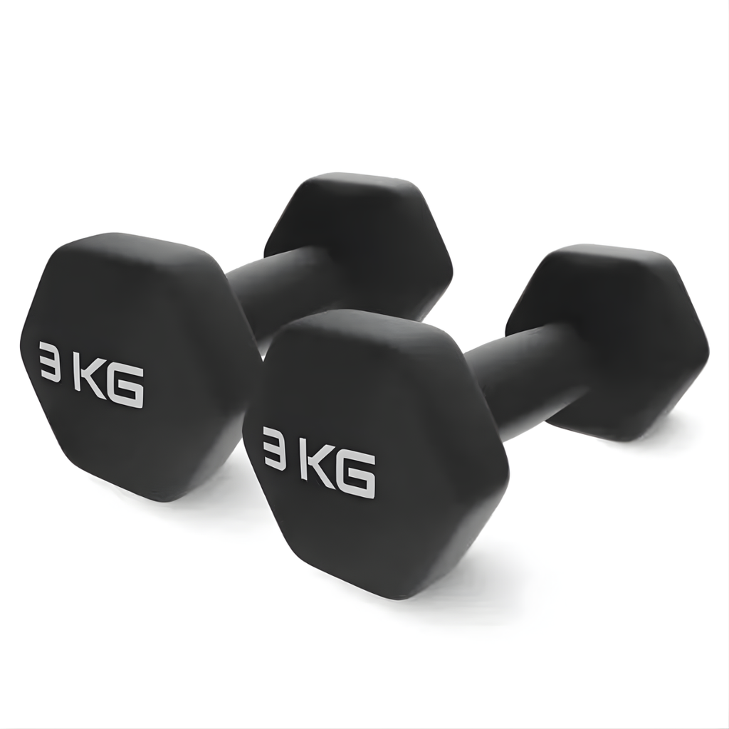 Set 2 Gantere Fitness din Fonta si Vinil – 2 x 3 kg, Negru 1
