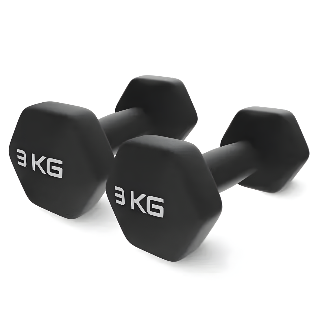 Set 2 Gantere Fitness din Fonta si Vinil – 2 x 3 kg, Negru 1