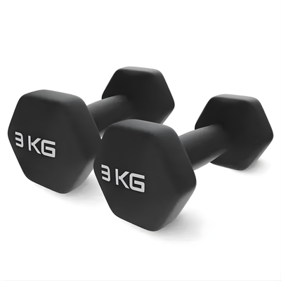 Set 2 Gantere Fitness din Fonta si Vinil – 2 x 3 kg, Negru 1