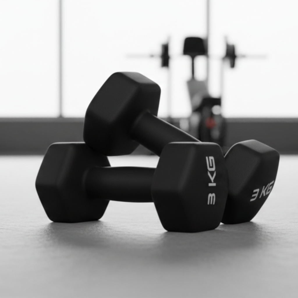 Set 2 Gantere Fitness din Fonta si Vinil – 2 x 3 kg, Negru 2