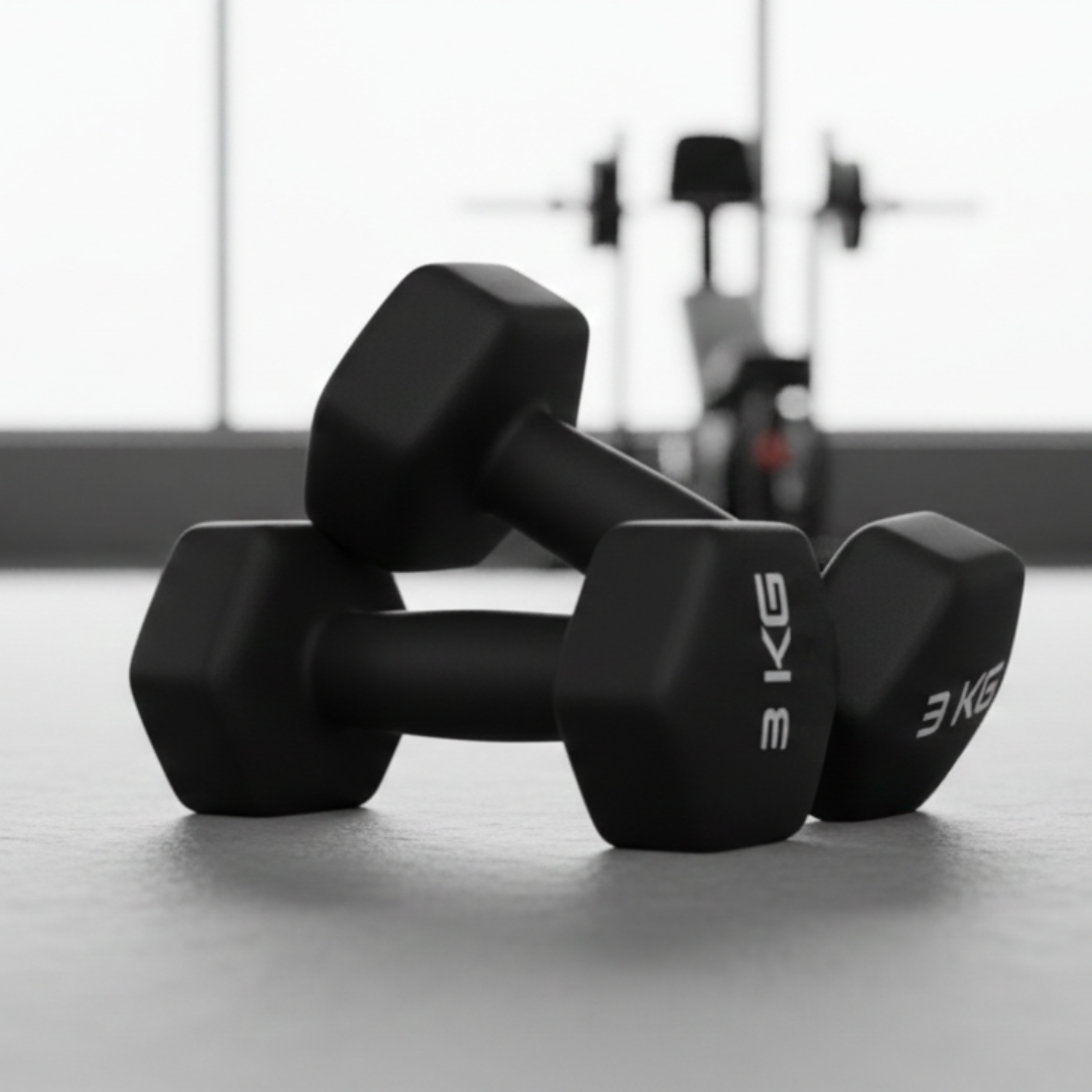 Set 2 Gantere Fitness din Fonta si Vinil – 2 x 3 kg, Negru 2