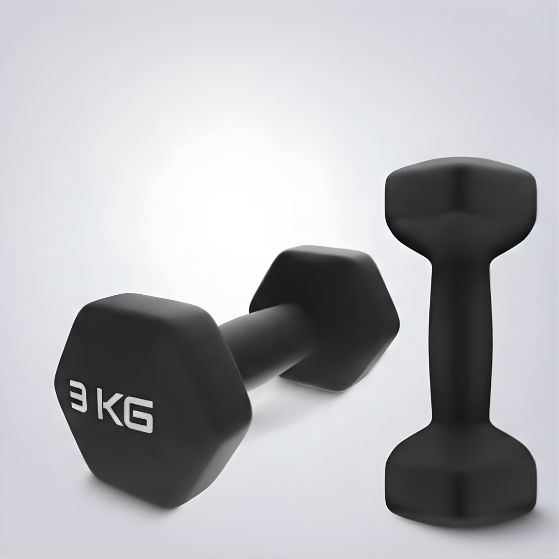 Set 2 Gantere Fitness din Fonta si Vinil – 2 x 3 kg, Negru 3