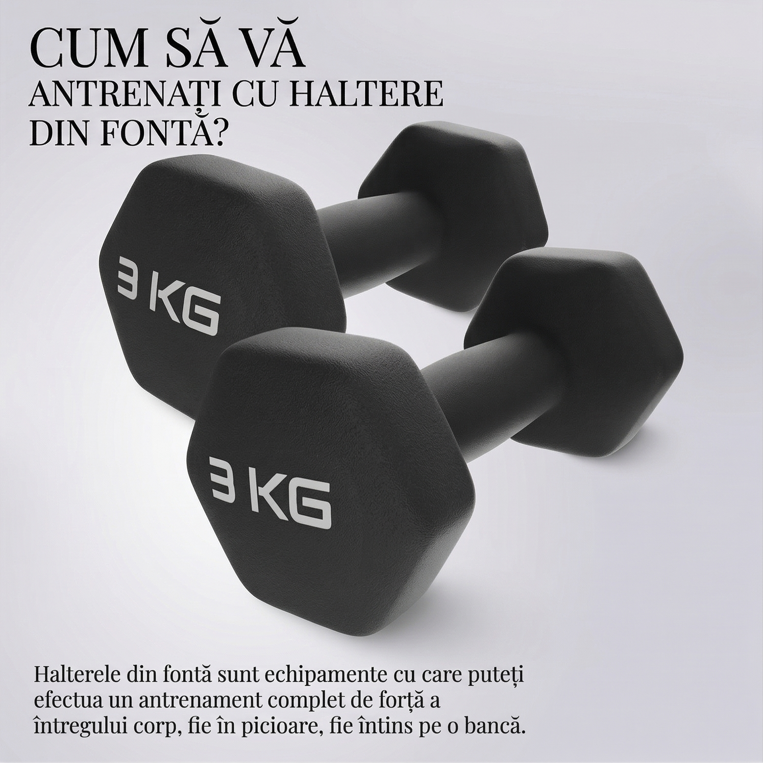 Set 2 Gantere Fitness din Fonta si Vinil – 2 x 3 kg, Negru 4