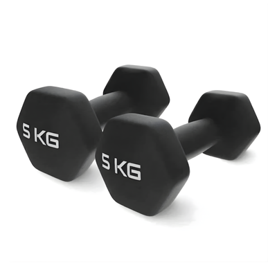 Set 2 Gantere Fitness din Fonta si Vinil – 2 x 5 kg, Negru 1