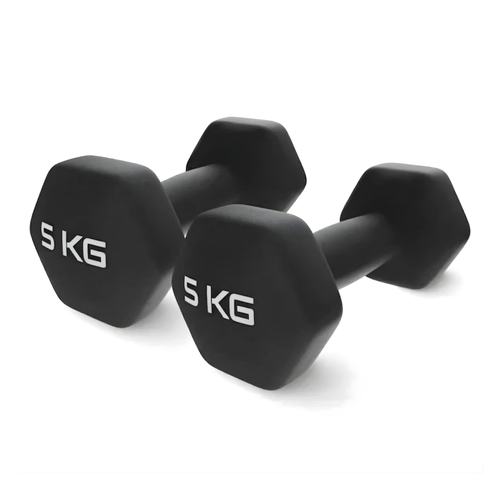 Set 2 Gantere Fitness din Fonta si Vinil – 2 x 5 kg, Negru 1