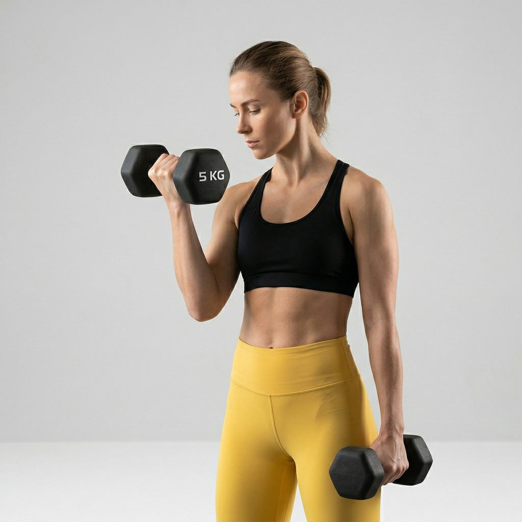Set 2 Gantere Fitness din Fonta si Vinil – 2 x 5 kg, Negru 6