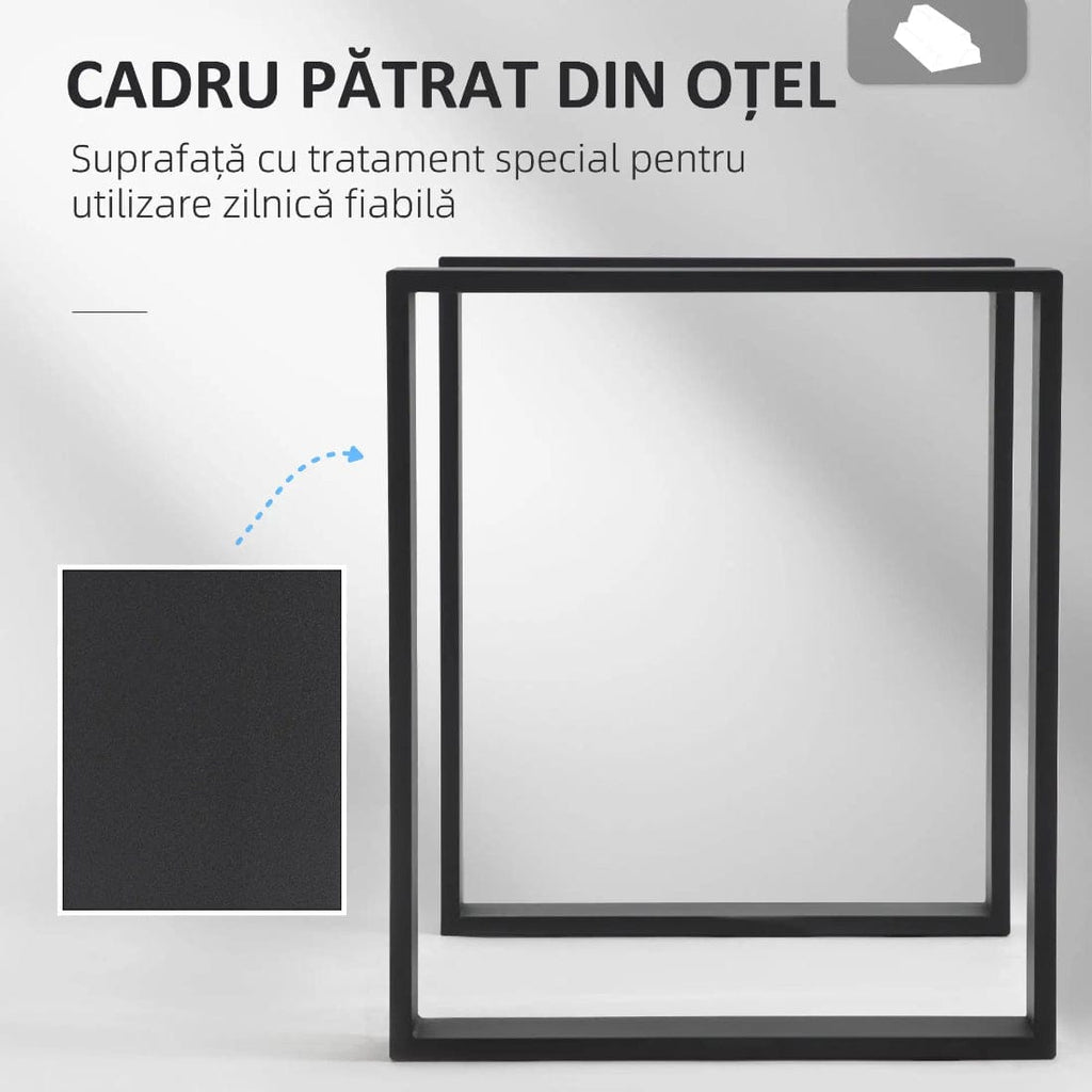 Set 2 Picioare Masa Metalice, Forma Dreptunghiulara, Otel Negru, 60x8x72 cm 2