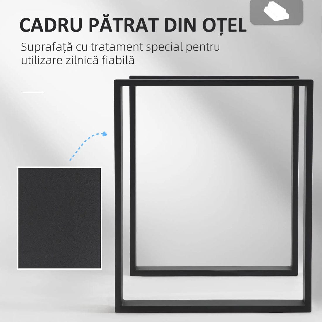 Set 2 Picioare Masa Metalice, Forma Dreptunghiulara, Otel Negru, 60x8x72 cm 2