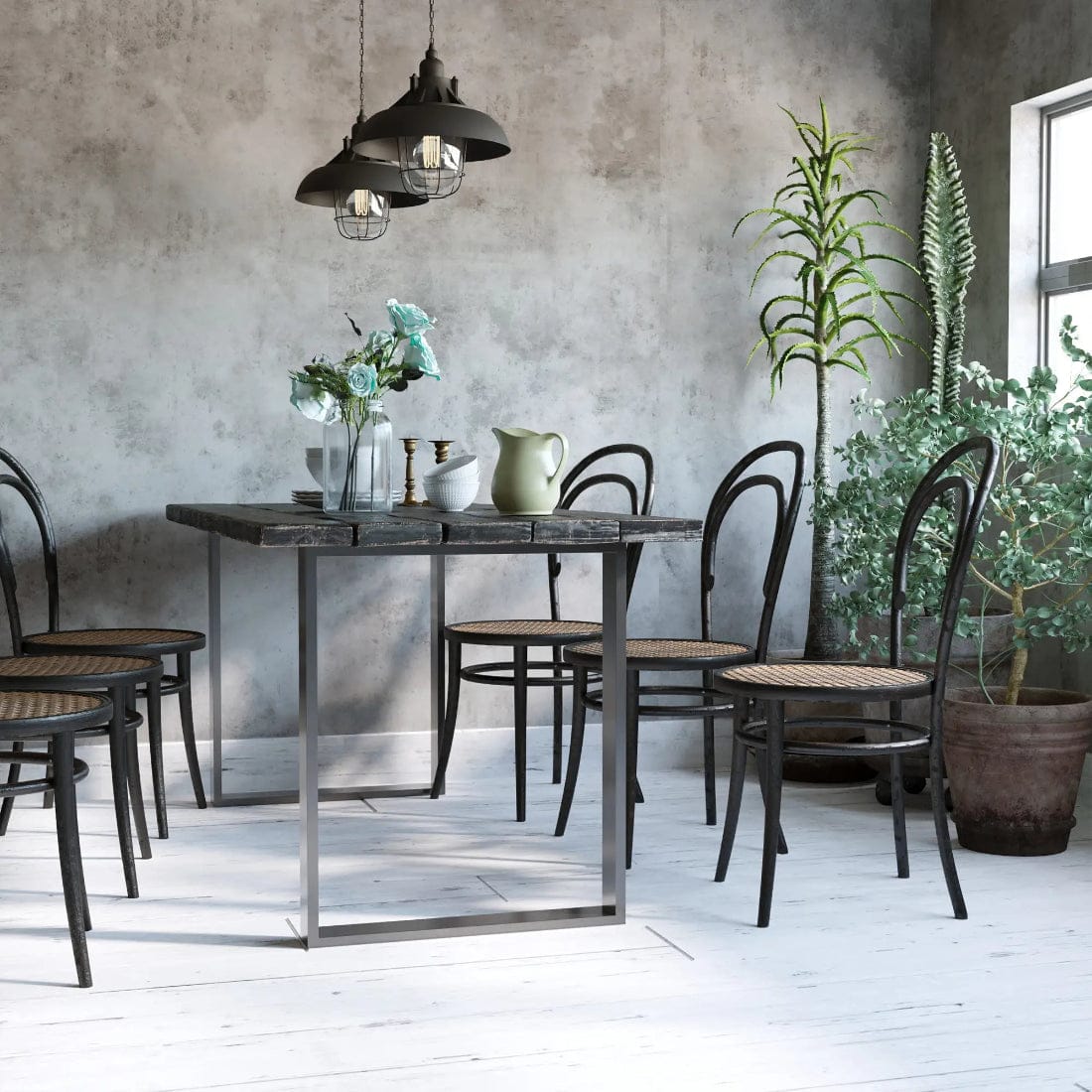 Set 2 Picioare Masa Metalice, Forma Dreptunghiulara, Otel Negru, 60x8x72 cm 3