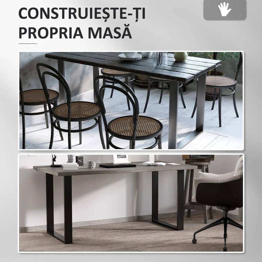 Set 2 Picioare Masa Metalice, Forma Dreptunghiulara, Otel Negru, 60x8x72 cm 5