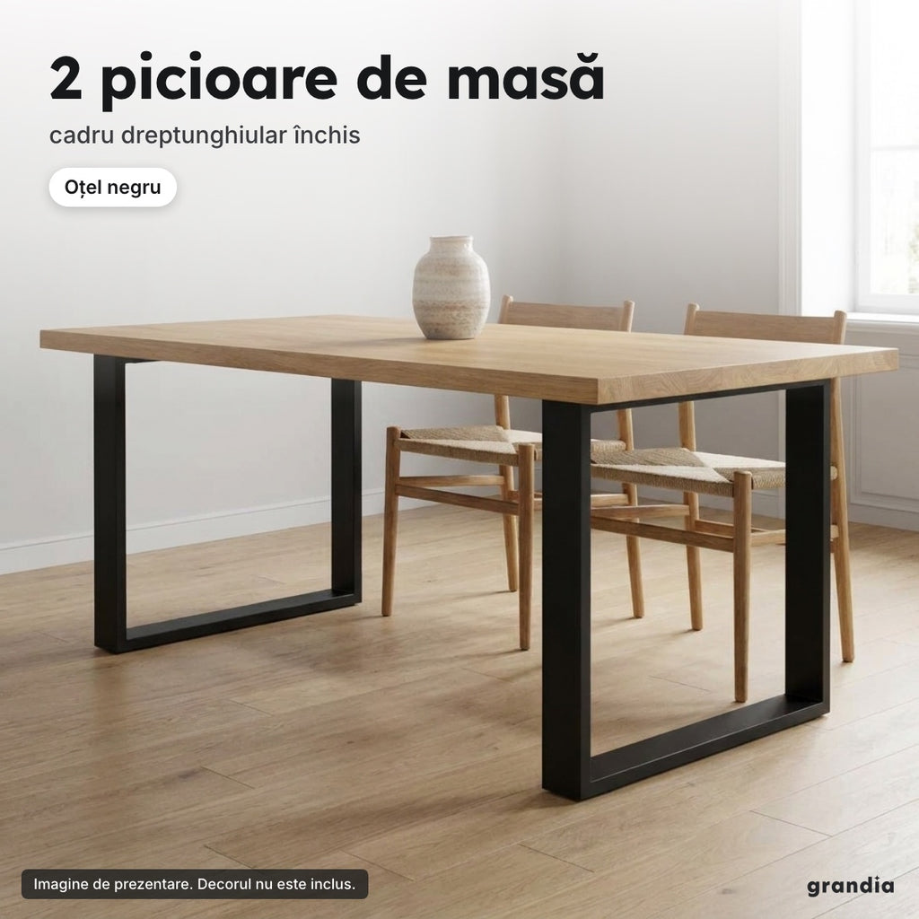 Set 2 picioare masă, oțel negru – 2 picioare de masă