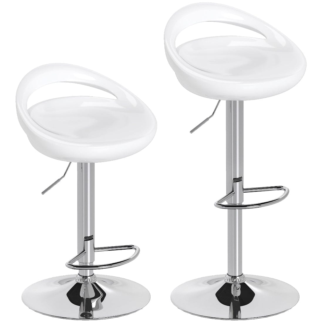 Set 2 Scaune de Bar Rotative ABS Alb, Reglabile 76-96 cm, Stabilitate si Confort 1