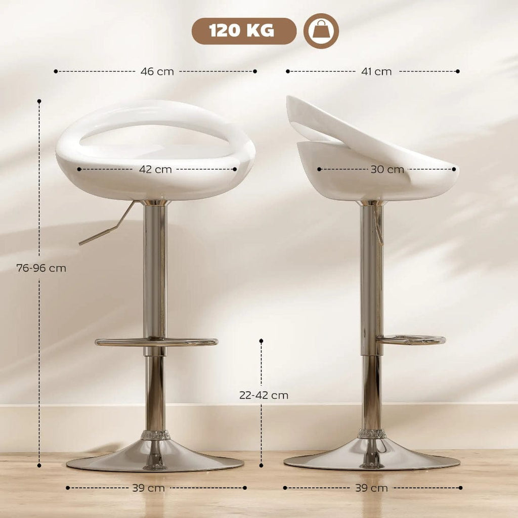 Set 2 Scaune de Bar Rotative ABS Alb, Reglabile 76-96 cm, Stabilitate si Confort 3