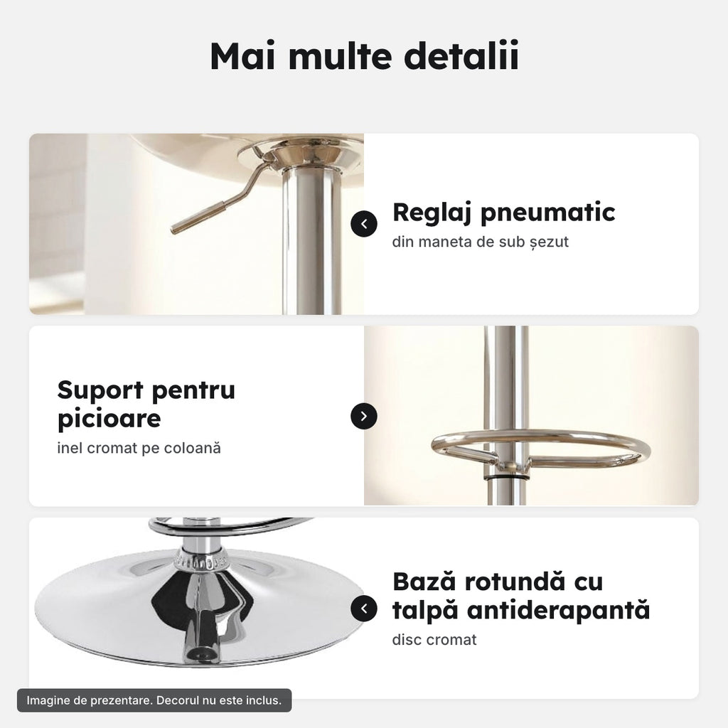 Set 2 scaune de bar albe – Mai multe detalii