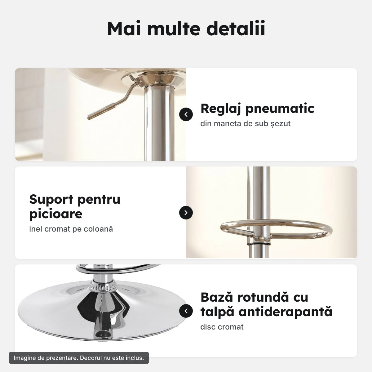Set 2 scaune de bar albe – Mai multe detalii
