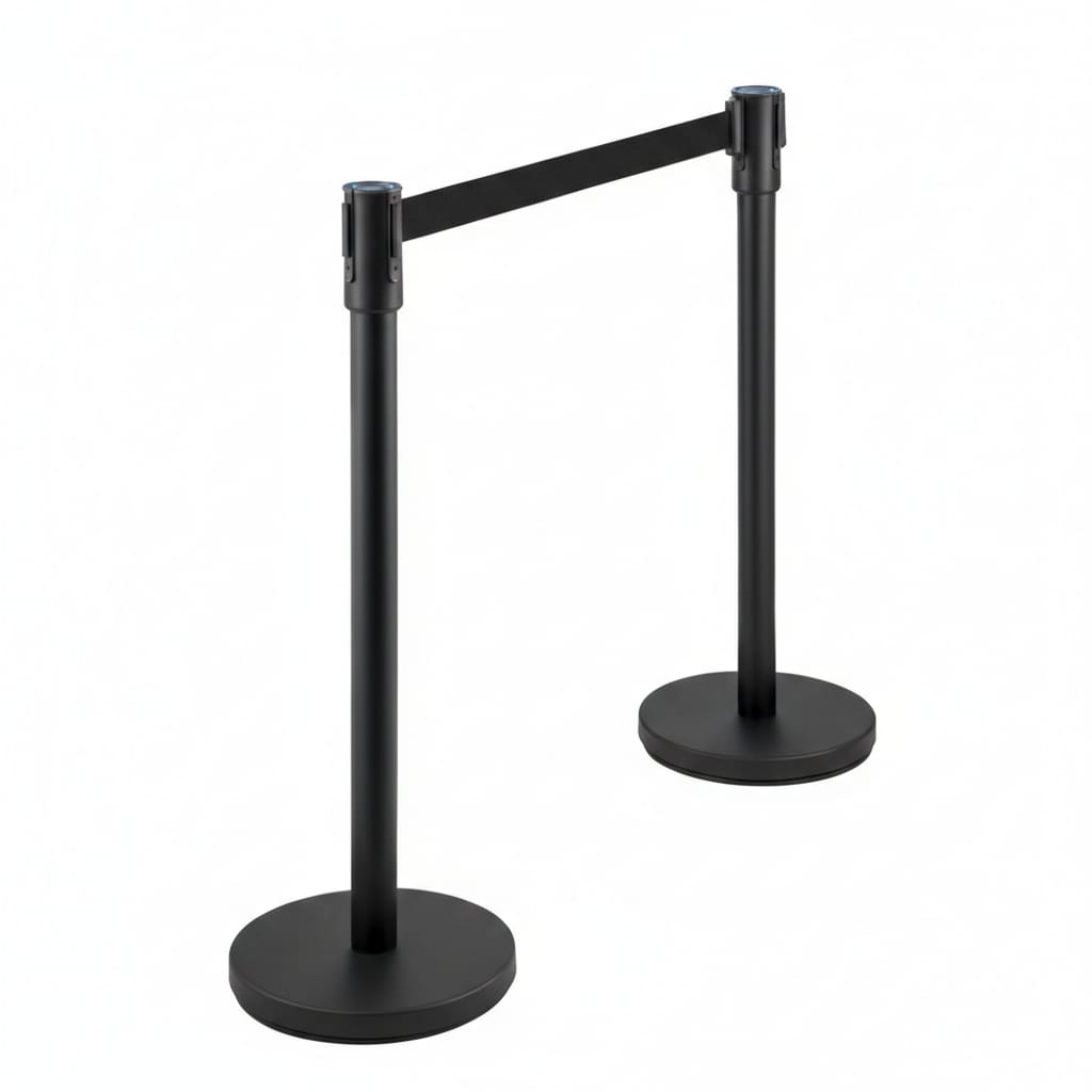 Set 2 Stalpi Delimitare cu Banda Retractabila 2m, Sistem Ghidare Persoane 2