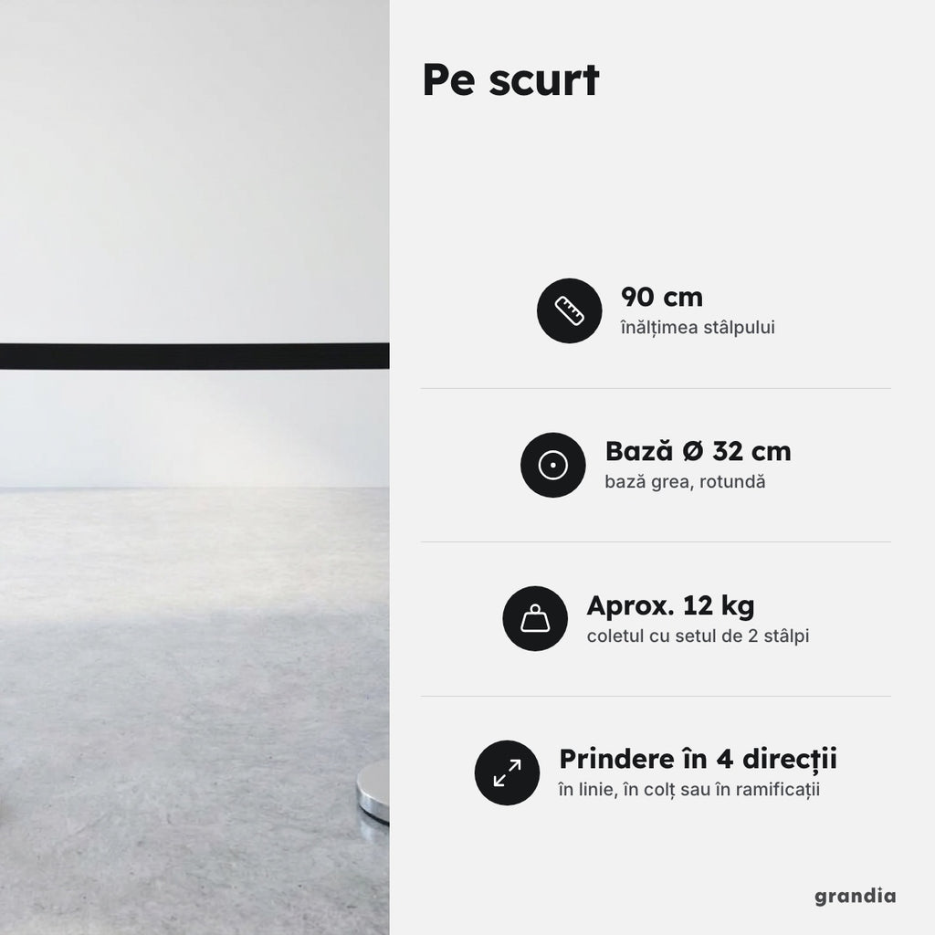 Set 2 stâlpi inox cu bandă retractabilă – Pe scurt