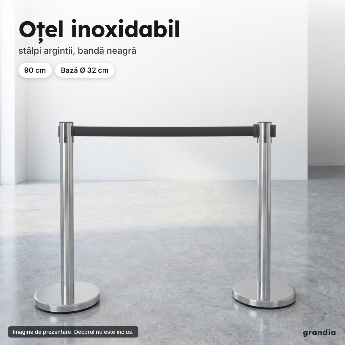 Set 2 stâlpi inox cu bandă retractabilă – Oțel inoxidabil