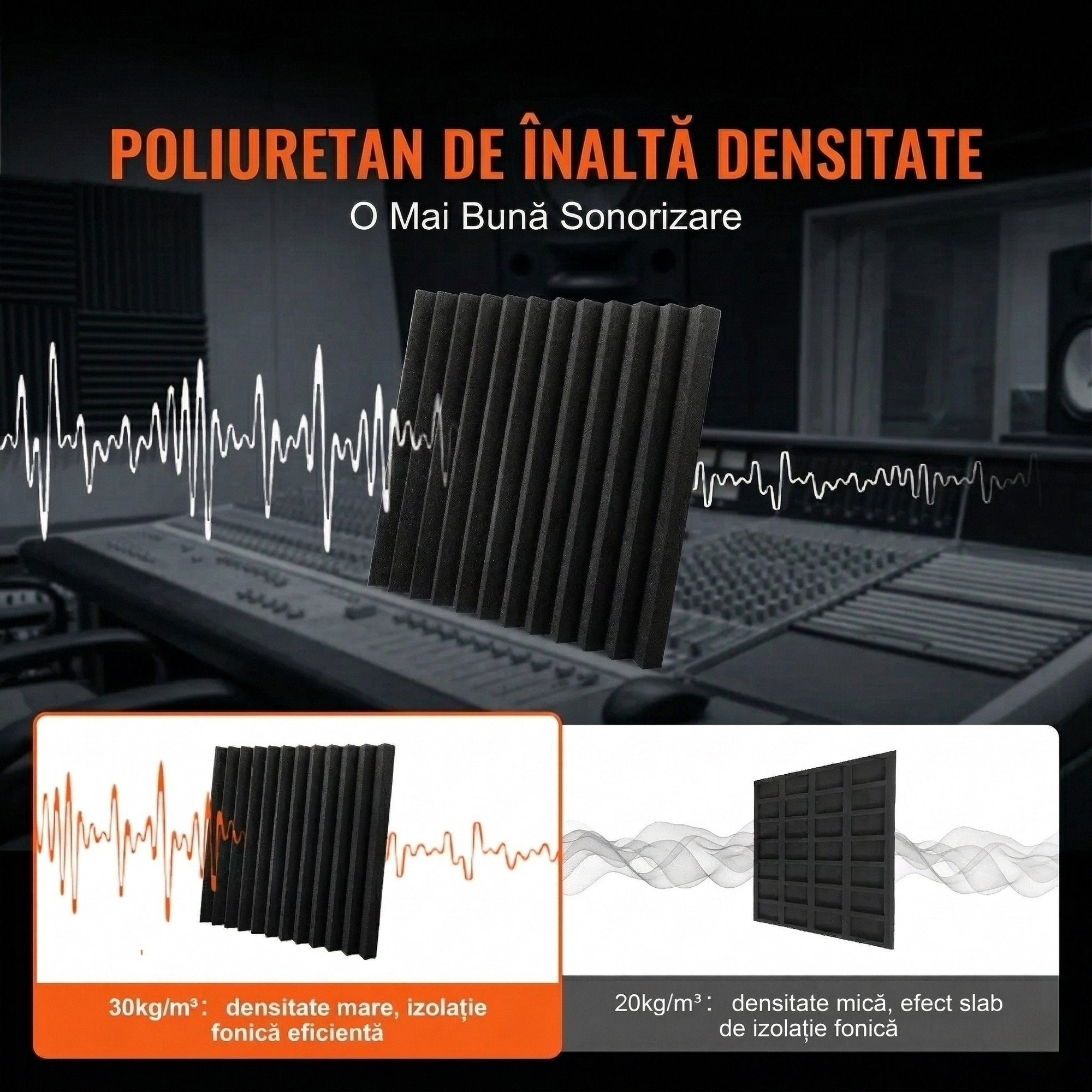 Set 24 Panouri Burete Cofrat – 30x30x5 cm, Autoadezive, Densitate Ridicata 4
