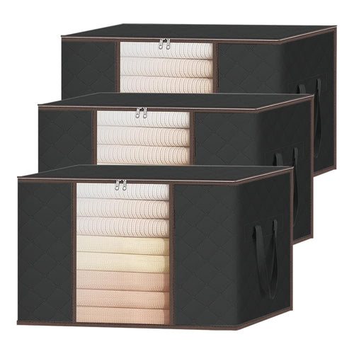 Set 3 Cutii depozitare 84L pliabile cu fereastră transparentă 60x40x35 cm 1