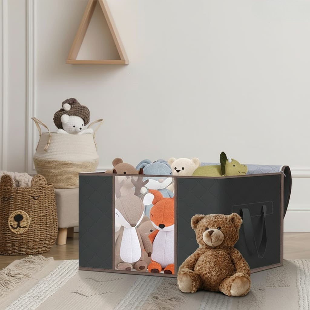 Set 3 Cutii depozitare 84L pliabile cu fereastră transparentă 60x40x35 cm 5