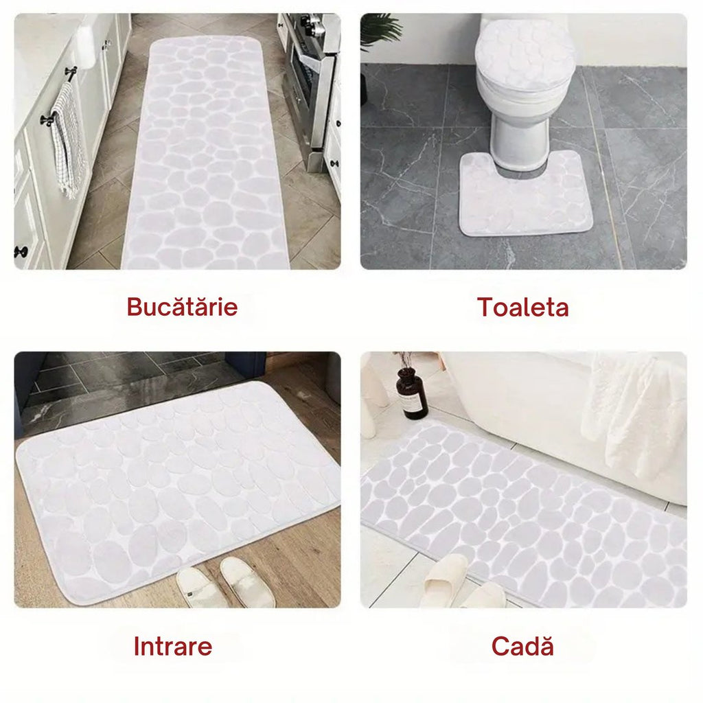 Set 4 Covorașe de Baie Antiderapante, Albastru 5
