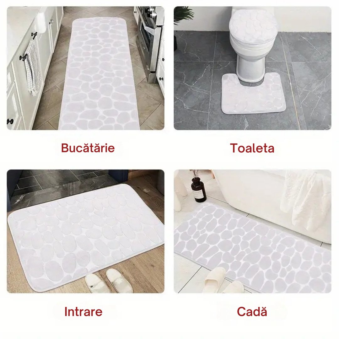Set 4 Covorașe de Baie Antiderapante, Albastru 5