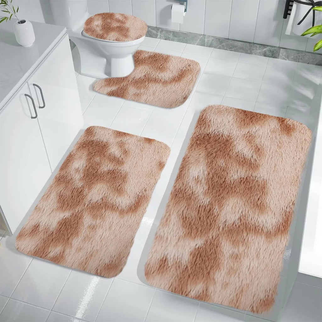 Set 4 Covorașe de Baie Antiderapante, material pufos, Crem 1