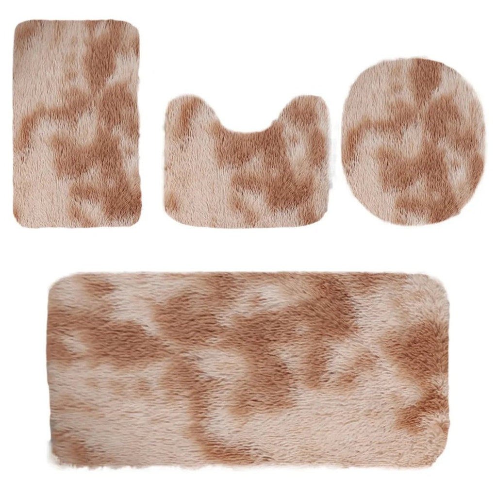 Set 4 Covorașe de Baie Antiderapante, material pufos, Crem 2