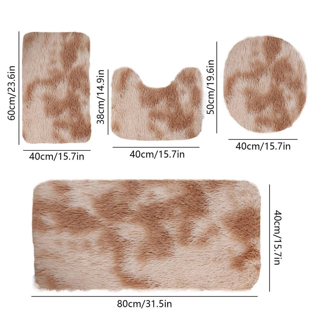 Set 4 Covorașe de Baie Antiderapante, material pufos, Crem 3