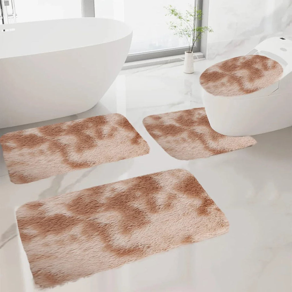 Set 4 Covorașe de Baie Antiderapante, material pufos, Crem 5