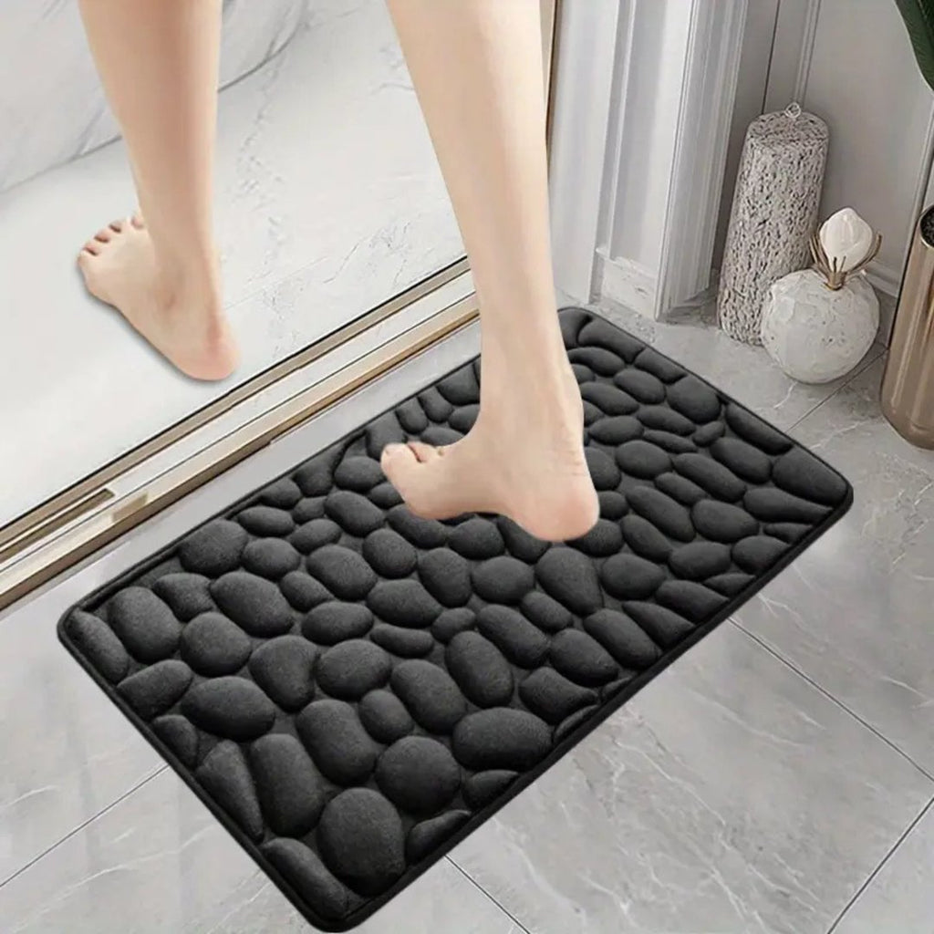 Set 4 Covorașe de Baie Antiderapante, Negru 4