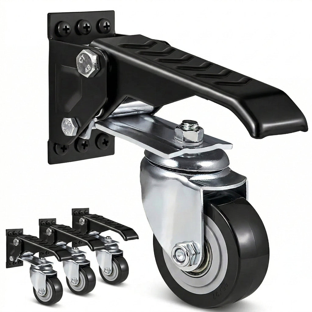 Set 4 Roti Pivotante Retractabile pentru Banc de Lucru, 6.3 cm, Capacitate 74.8 kg, Rotire 360°, Montare Laterala cu Pedala 4