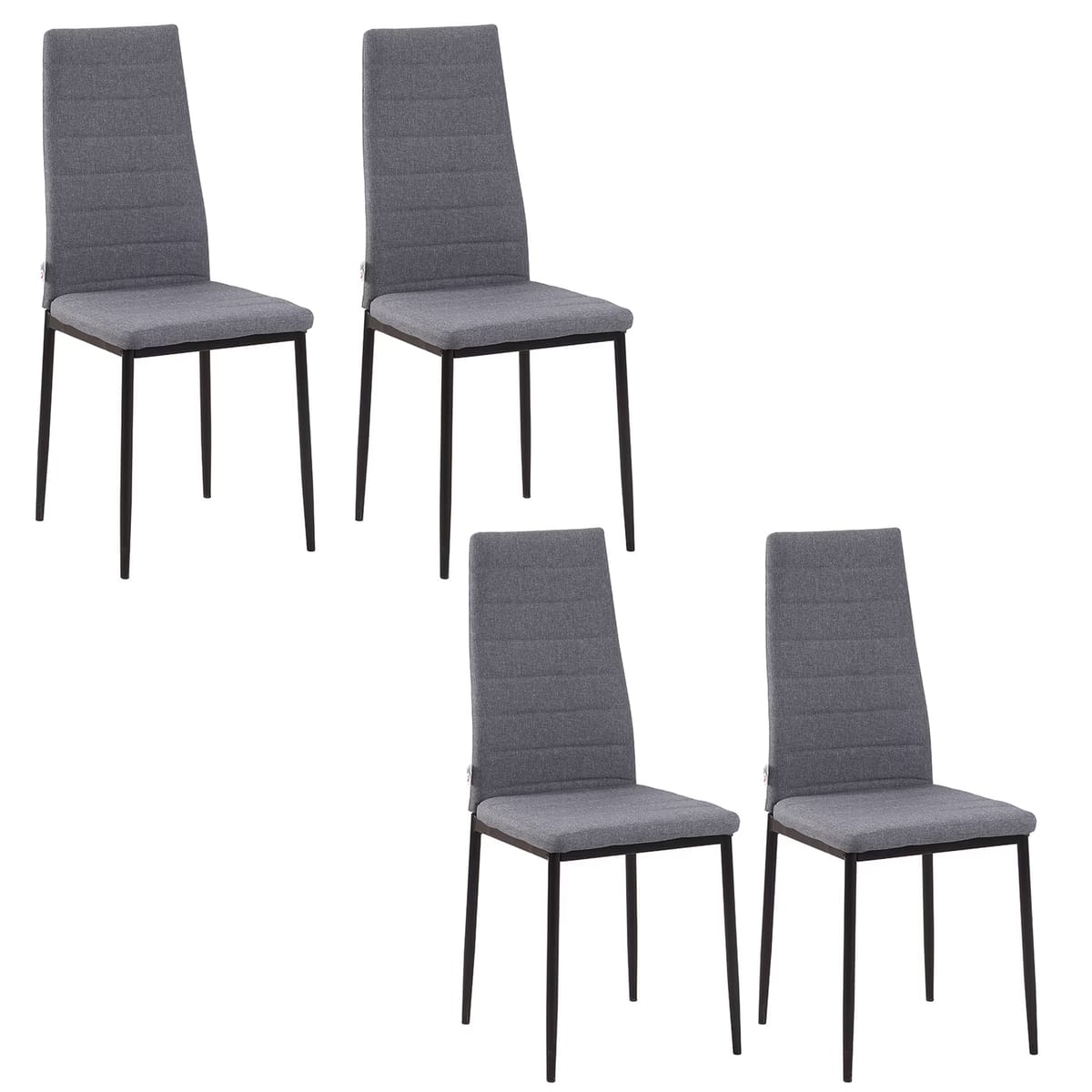 Set 4 Scaune Living, Tapitate Textil, Picioare Metal, Design Ergonomic, Gri 1