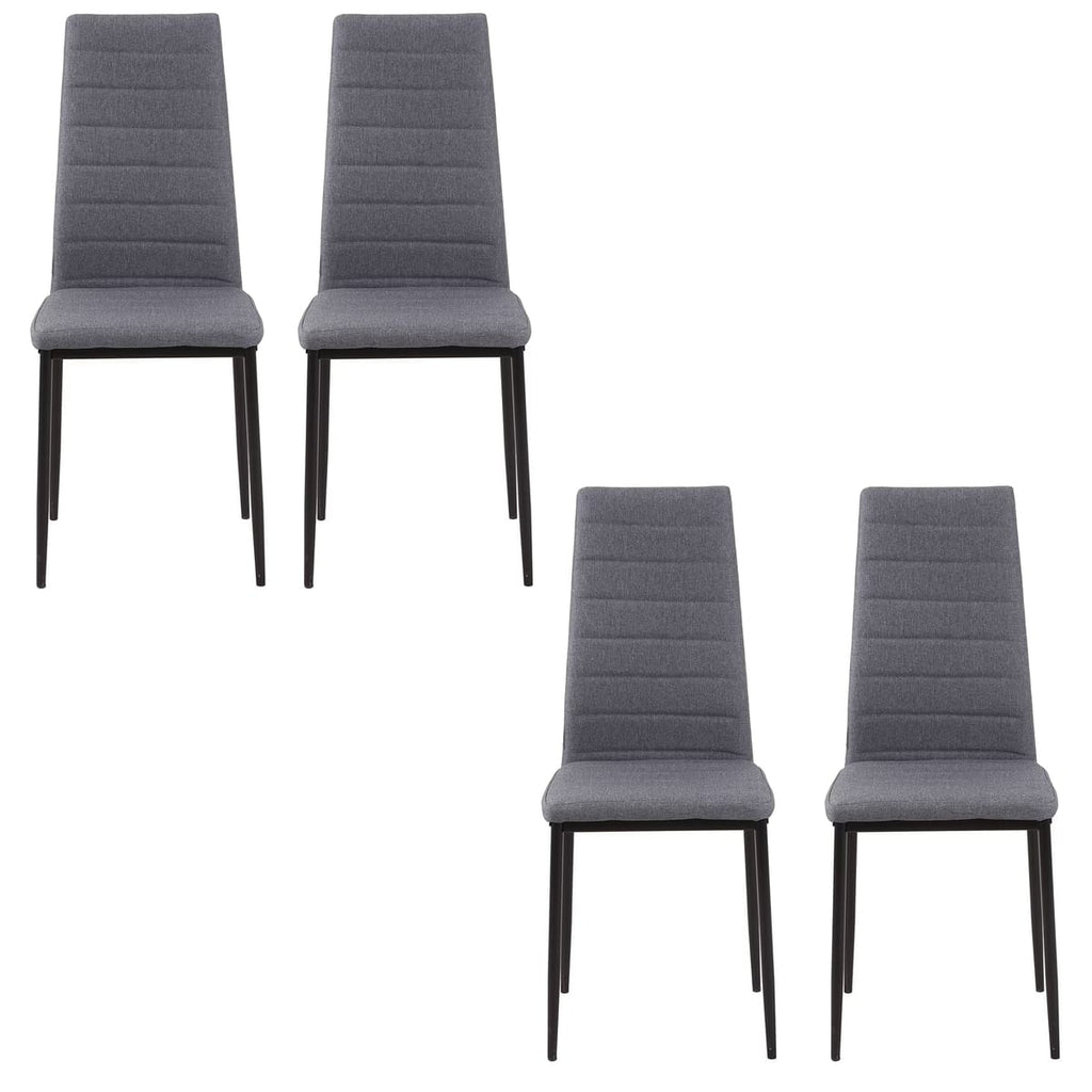 Set 4 Scaune Living, Tapitate Textil, Picioare Metal, Design Ergonomic, Gri - Imagine 3