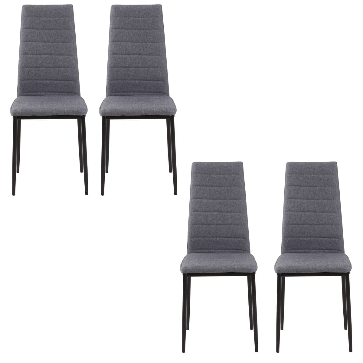 Set 4 Scaune Living, Tapitate Textil, Picioare Metal, Design Ergonomic, Gri - Imagine 3