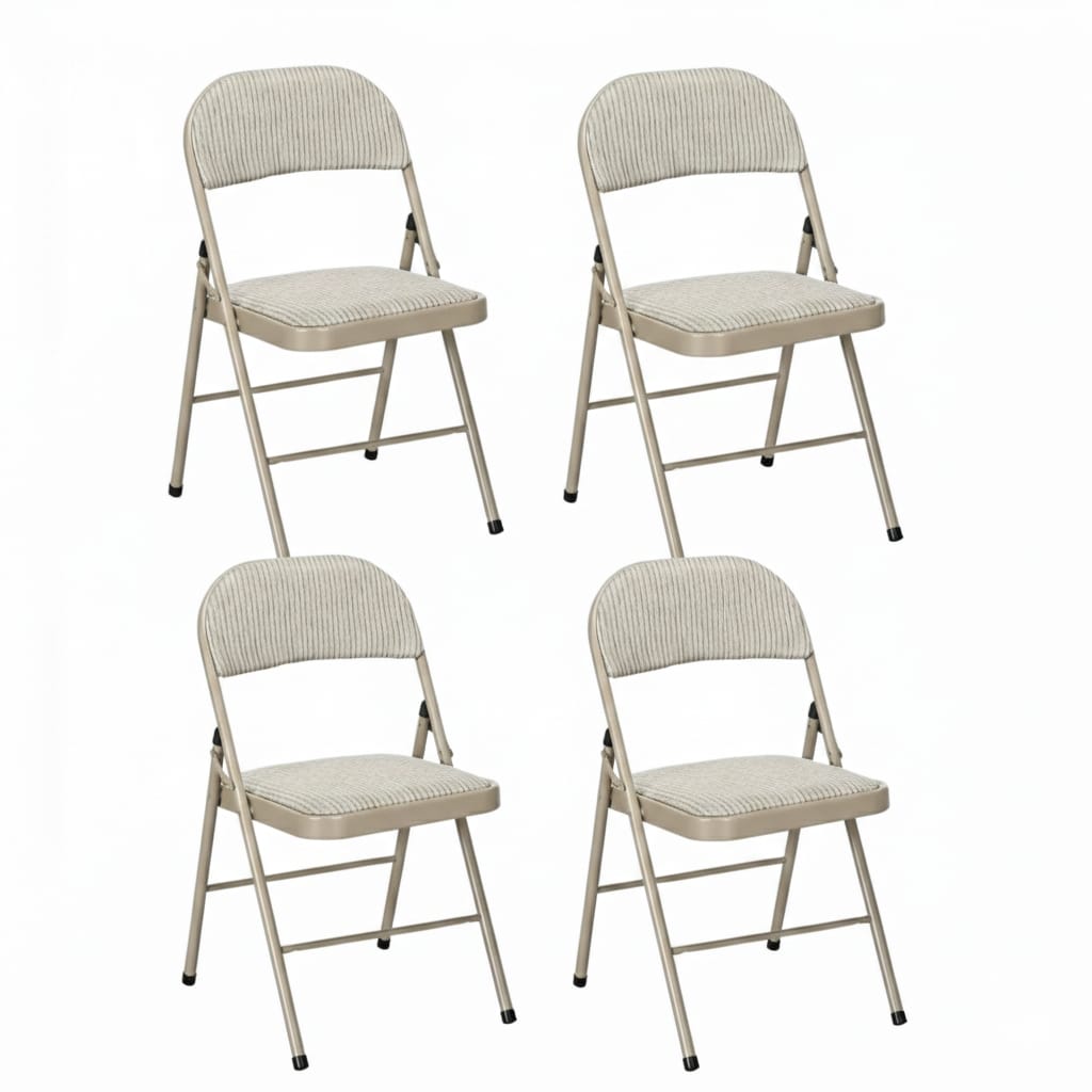 Set 4 Scaune Pliabile pentru Interior, Structura Metalica Rezistenta, Tapiterie Piele PU, Spatar Ergonomic 1