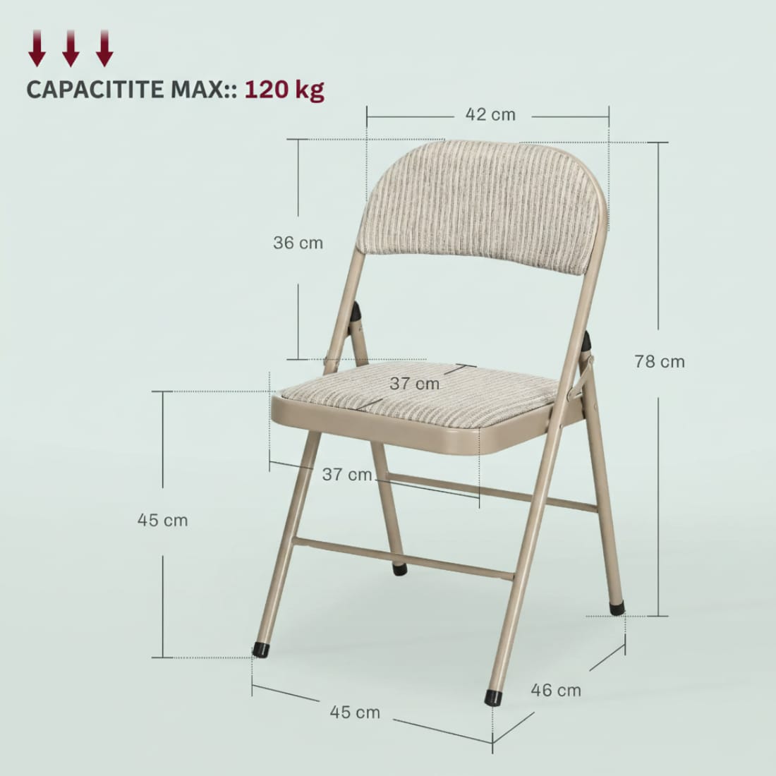 Set 4 Scaune Pliabile pentru Interior, Structura Metalica Rezistenta, Tapiterie Piele PU, Spatar Ergonomic 5