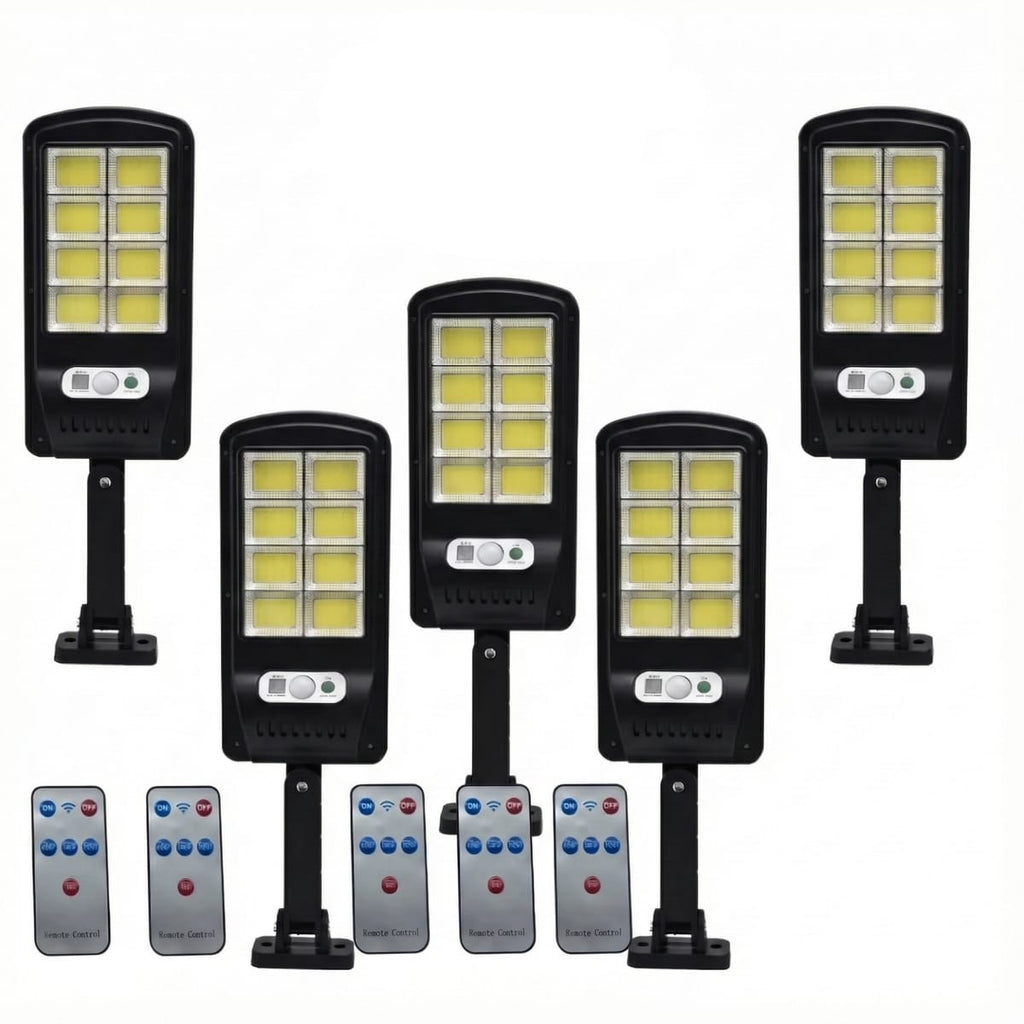 Set 5 Lampi Solare LED COB 160, cu Senzor de Miscare si Telecomanda, Iluminat Exterior, Incarcare Solara 1