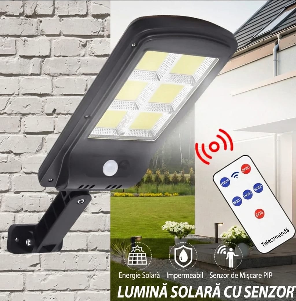 Set 5 Lampi Solare LED COB 160, cu Senzor de Miscare si Telecomanda, Iluminat Exterior, Incarcare Solara 3