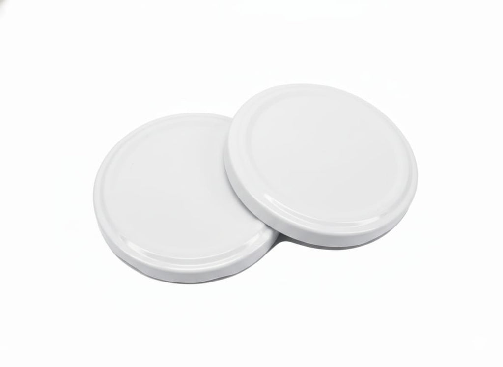 Set 50 capace pentru borcane, albe, capace metalice pentru conserve si dulceturi, 65 mm 1