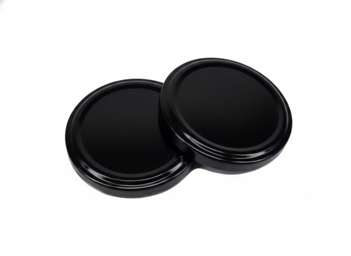 Set 50 capace pentru borcane, negre, etansare sigura pentru conserve si dulceturi, 68 mm 1