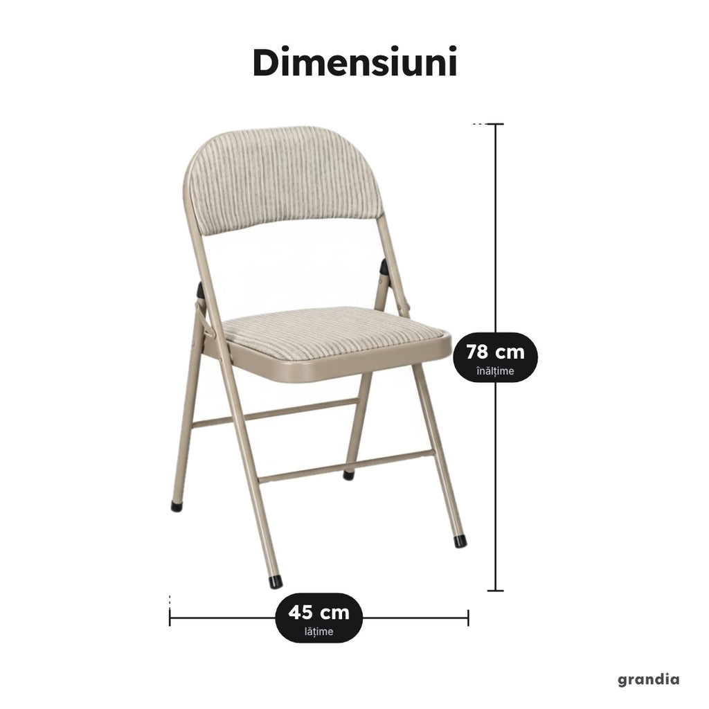 Set 4 scaune pliabile tapițate, bej – Dimensiuni