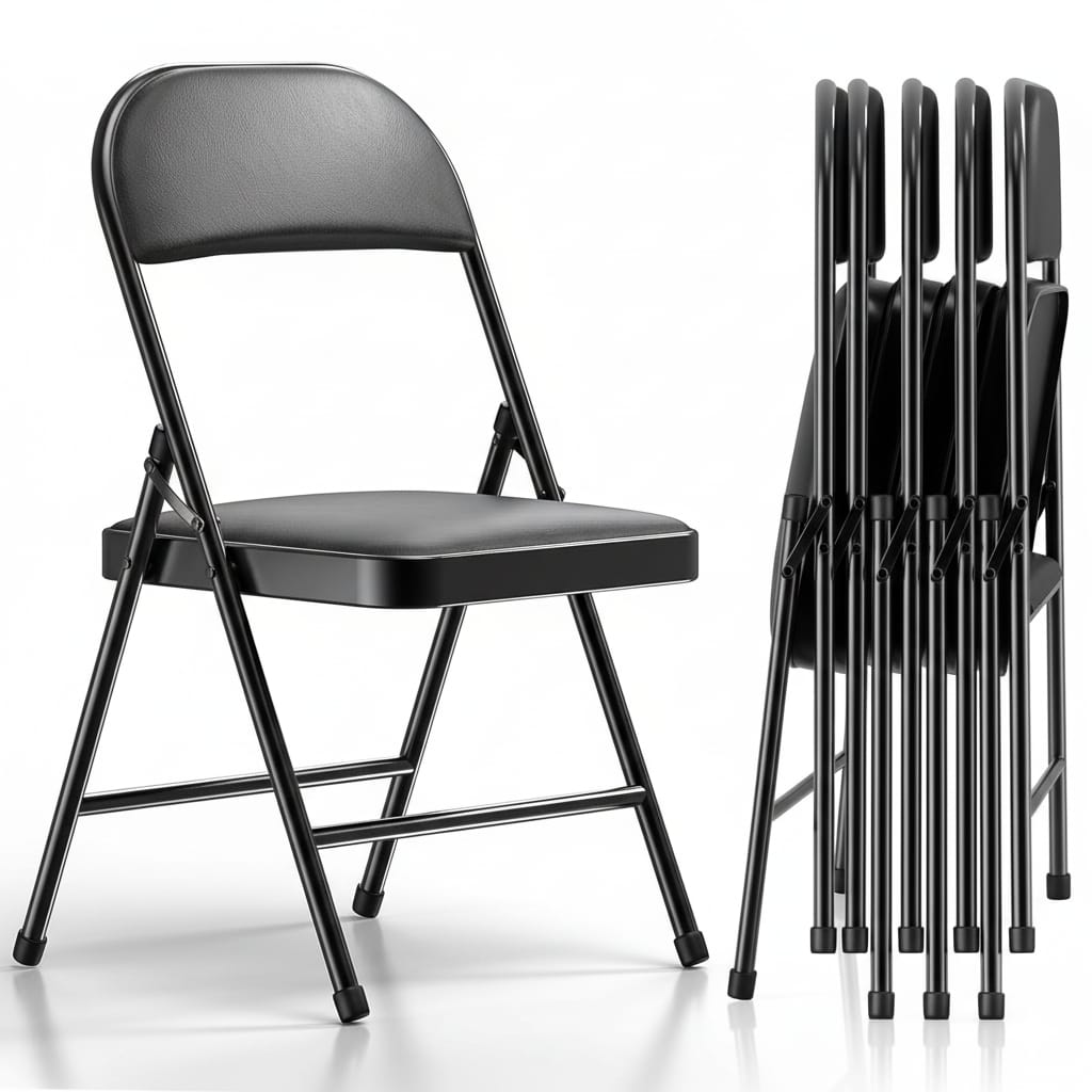 Set 6 scaune pliante cu sezut Buretat, Cadru Metalic, pentru Evenimente/Casa