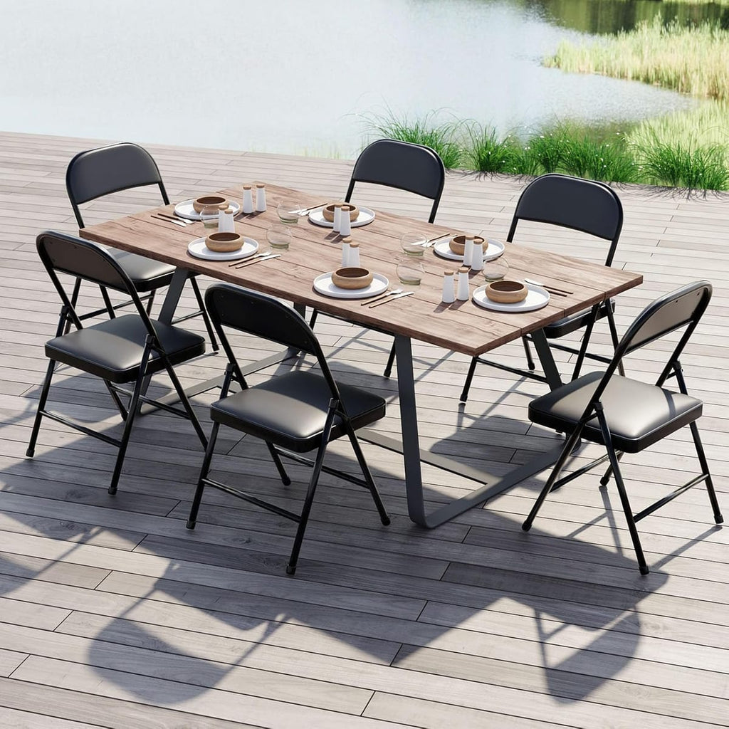 Set 6 scaune pliante cu sezut Buretat, Cadru Metalic, pentru Evenimente/Casa - Imagine 6