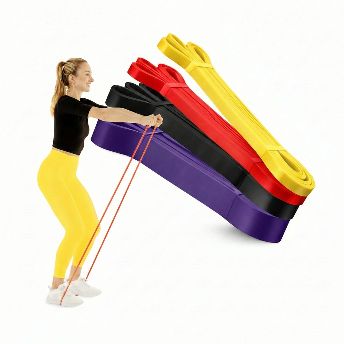 Set de 4 Elastice de Rezistență FitBase, Latex Natural, Antrenament Versatil 1