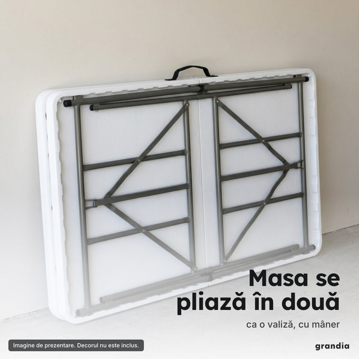 Set masă pliabilă 180 cm + 2 bănci – Masa se pliază în două