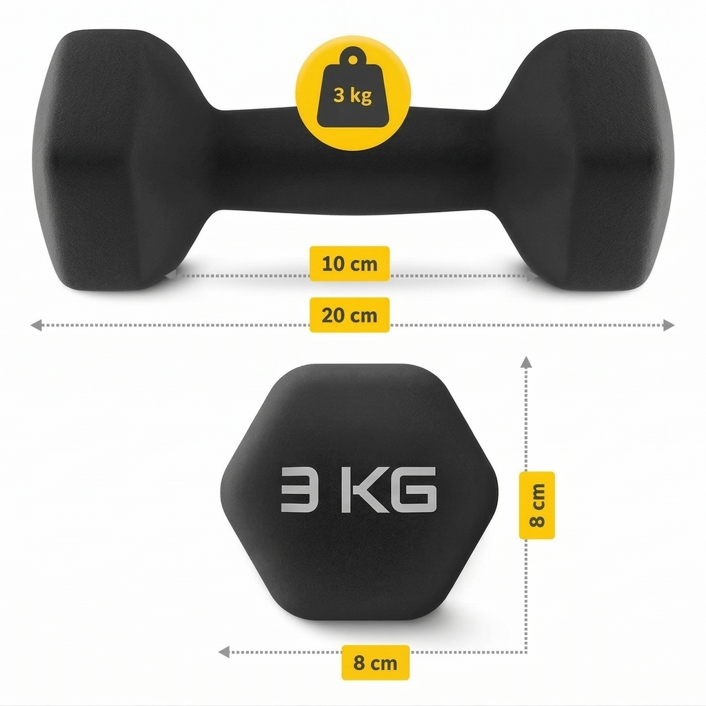 Set Gantere Fitness 12 kg cu Suport – 6 Greutati din Fonta si PVC 2